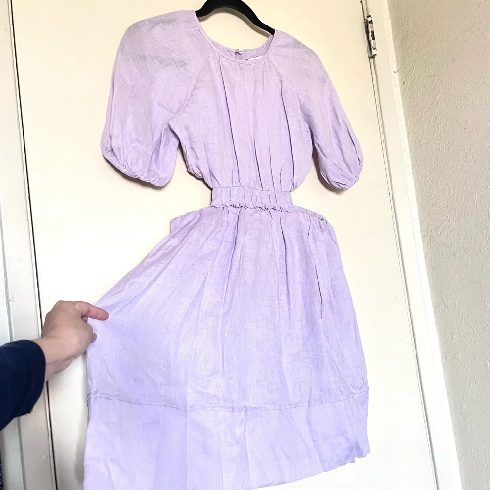 ZARA Girls Lilac Pastel Linen Dress - Picture 3 of 9
